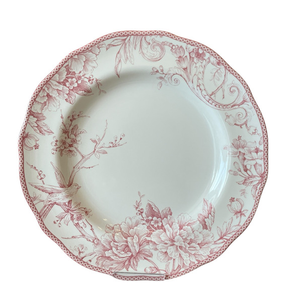 222 Fifth Adelaide Blush Porcelain Dinner Plates 10.5in Floral Set of 4 New - Picture 1 of 14